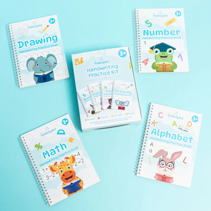 Magic Practice Copies book (4 BOOKS+10 INK REFILL) , Magic Book For  Montessori children Tracing Handwriting, First Learning Books for Kids
