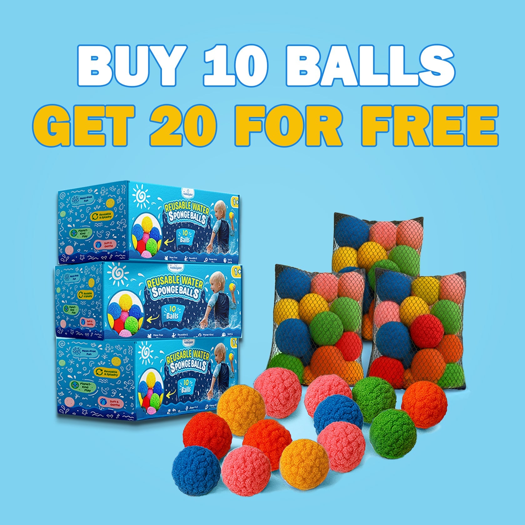 KiddoSpace Reusable Water Sponge Balls (Buy 10 Get 20 Free)