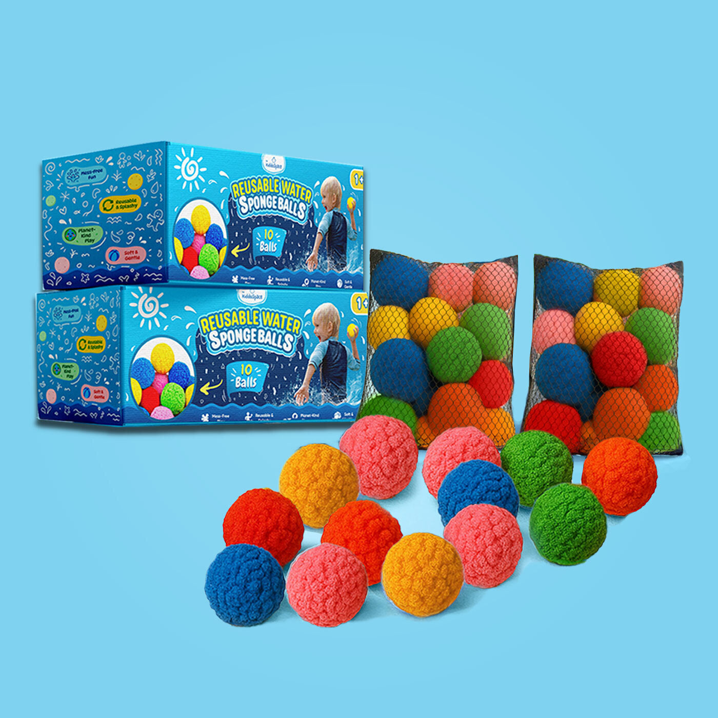 20 Reusable Water Sponge Balls + 3 Mesh Bags